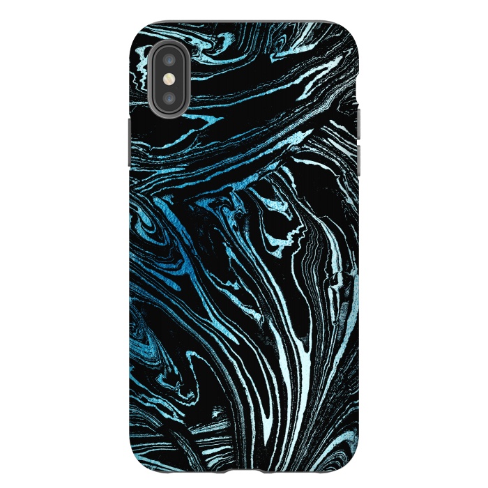 iPhone Xs Max StrongFit Metallic blue marble stripes by Oana 