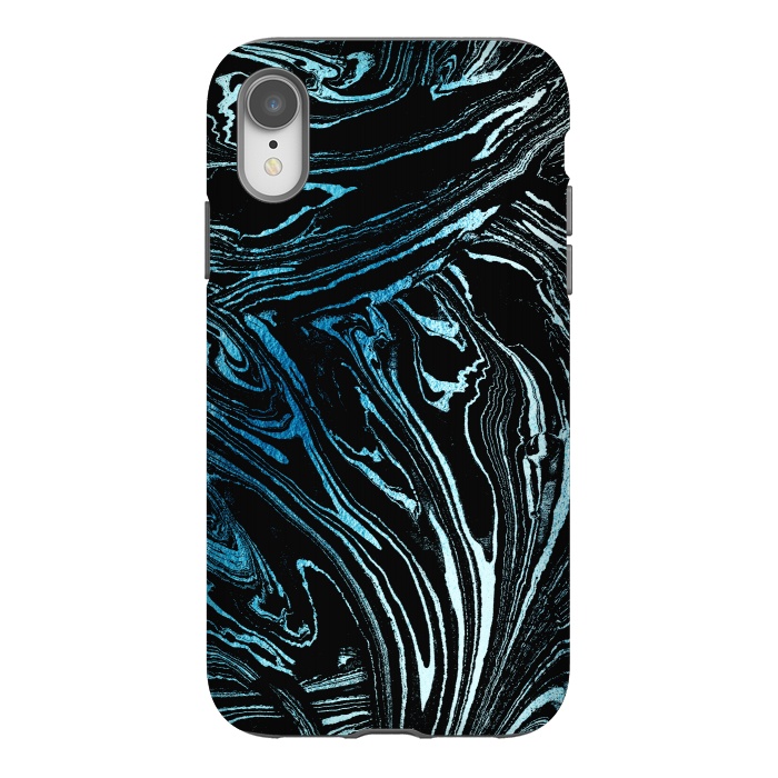 iPhone Xr StrongFit Metallic blue marble stripes by Oana 
