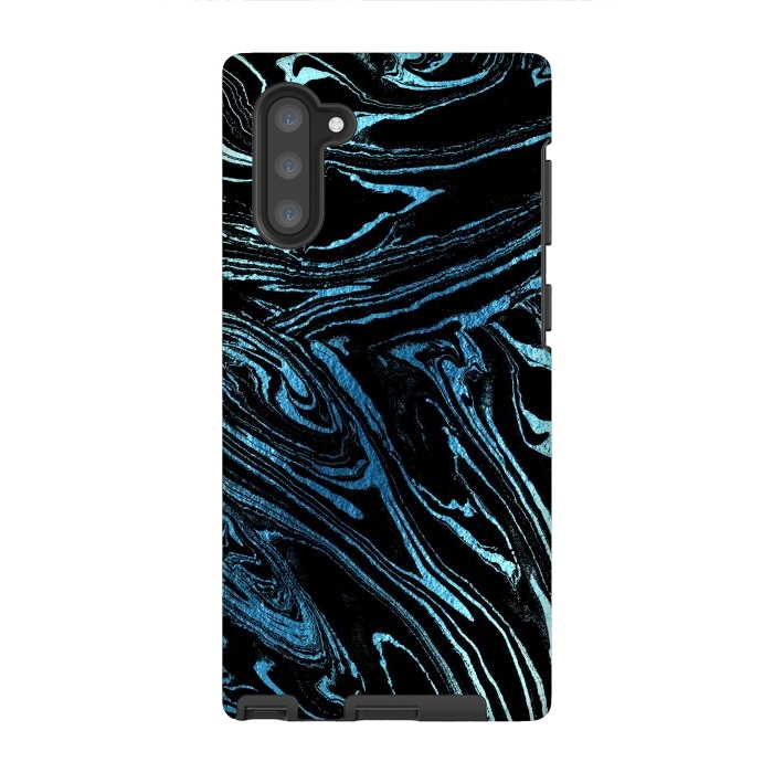 Galaxy Note 10 StrongFit Metallic blue marble stripes by Oana 