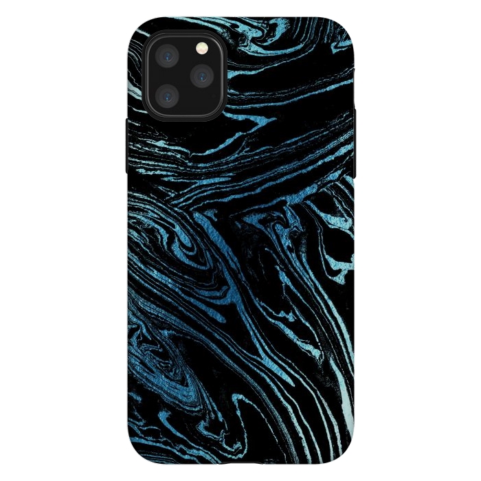 iPhone 11 Pro Max StrongFit Metallic blue marble stripes by Oana 