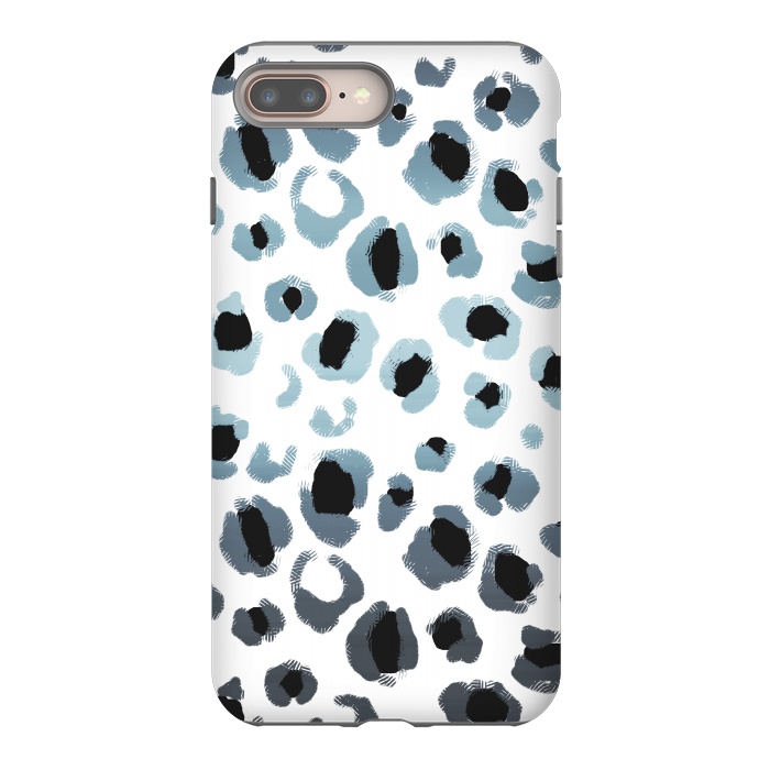iPhone 7 plus StrongFit Blue silver leopard spots by Oana 
