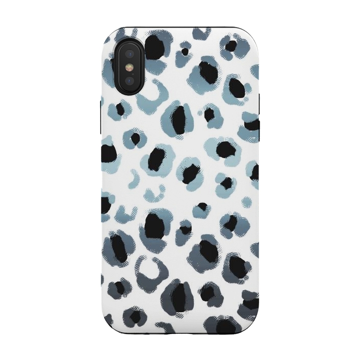 iPhone Xs / X StrongFit Blue silver leopard spots by Oana 