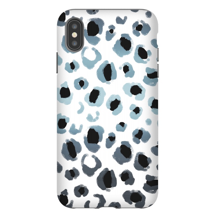 iPhone Xs Max StrongFit Blue silver leopard spots by Oana 