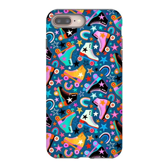 iPhone 7 plus StrongFit Retro Rainbow Roller Skates and Stars by Micklyn Le Feuvre