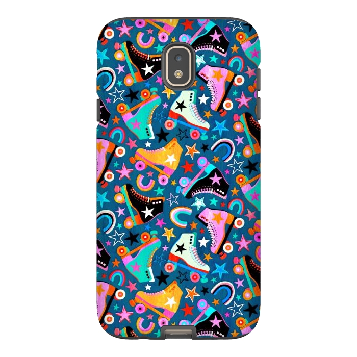 Galaxy J7 StrongFit Retro Rainbow Roller Skates and Stars by Micklyn Le Feuvre