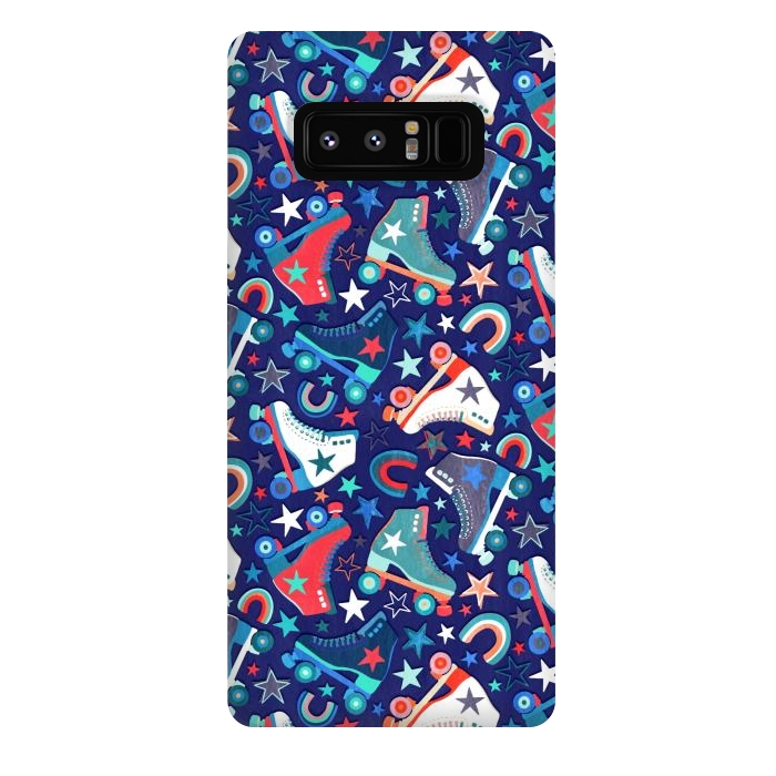 Galaxy Note 8 StrongFit Red, White and Blue Retro Roller Skates by Micklyn Le Feuvre