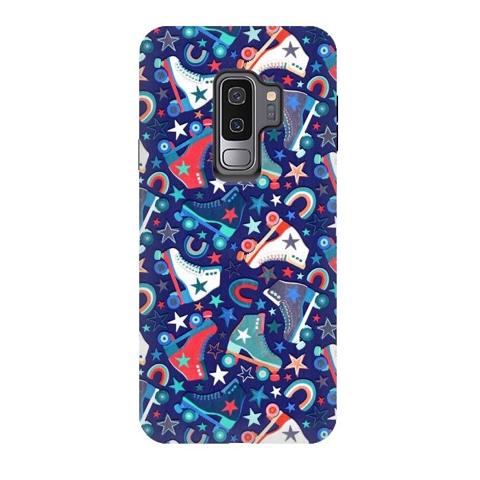 Galaxy S9 plus StrongFit Red, White and Blue Retro Roller Skates by Micklyn Le Feuvre
