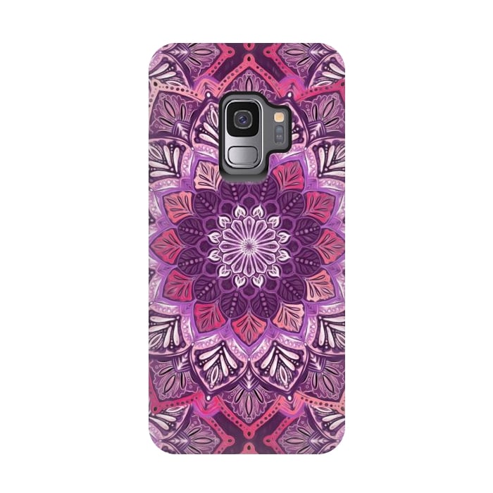 Galaxy S9 StrongFit Perfect Pearly Plum Mandala by Micklyn Le Feuvre