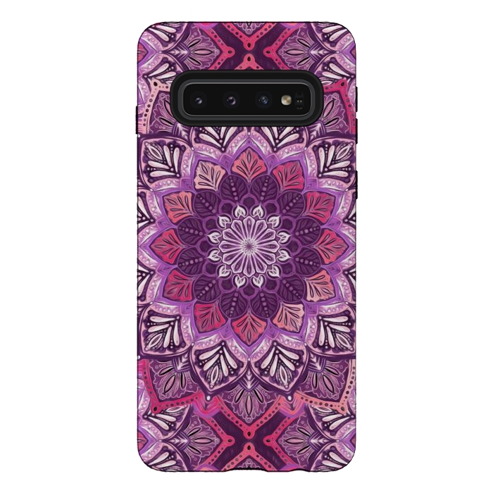 Galaxy S10 StrongFit Perfect Pearly Plum Mandala by Micklyn Le Feuvre
