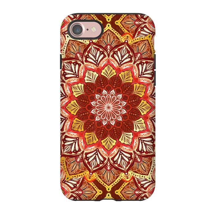 iPhone 7 StrongFit Boho Mandala in Rust Red and Faux Gold by Micklyn Le Feuvre