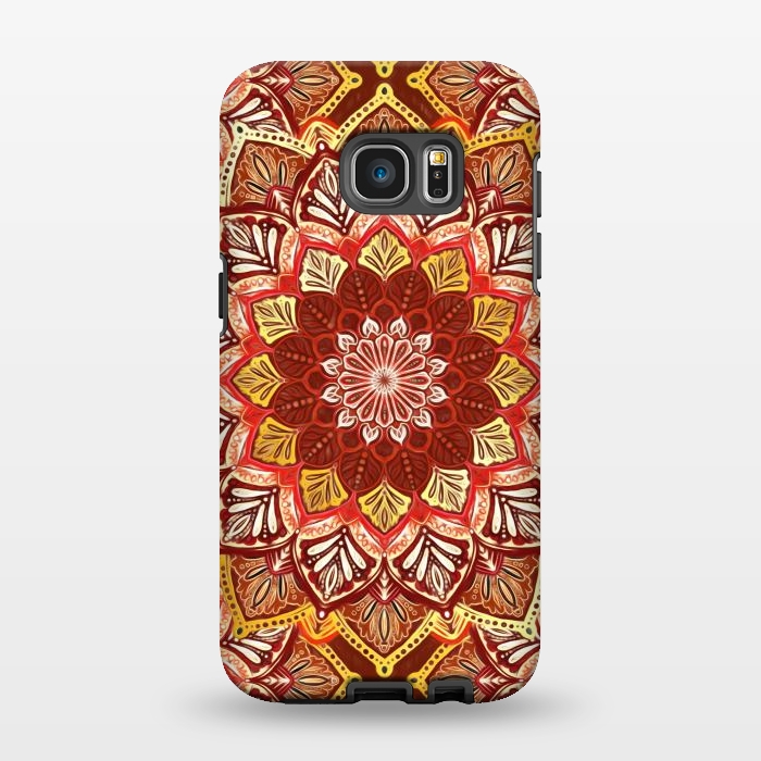 Galaxy S7 EDGE StrongFit Boho Mandala in Rust Red and Faux Gold by Micklyn Le Feuvre