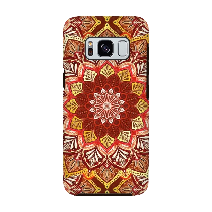 Galaxy S8 StrongFit Boho Mandala in Rust Red and Faux Gold by Micklyn Le Feuvre