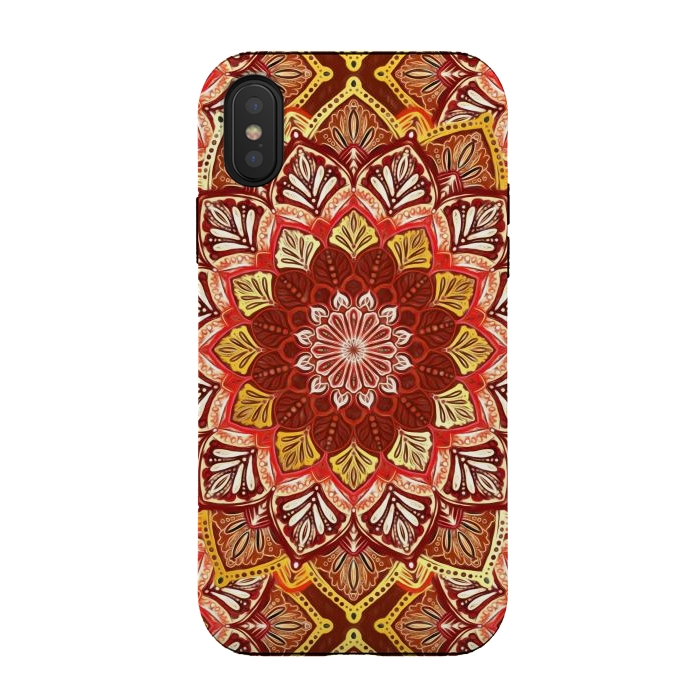 iPhone Xs / X StrongFit Boho Mandala in Rust Red and Faux Gold by Micklyn Le Feuvre