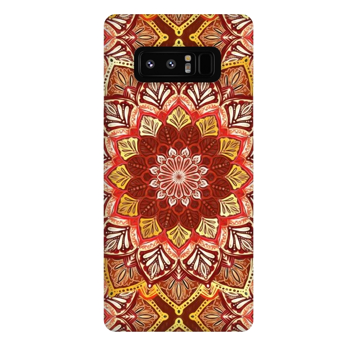 Galaxy Note 8 StrongFit Boho Mandala in Rust Red and Faux Gold by Micklyn Le Feuvre