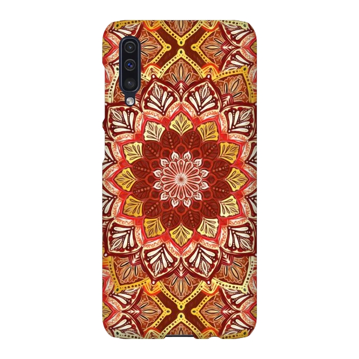 Galaxy A50 SlimFit Boho Mandala in Rust Red and Faux Gold por Micklyn Le Feuvre