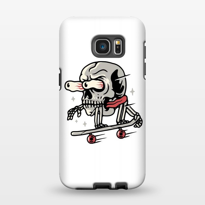Galaxy S7 EDGE StrongFit Skull Skateboarding by Afif Quilimo