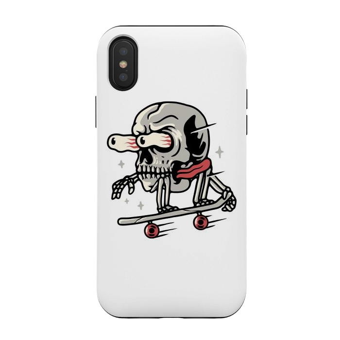 iPhone Xs / X StrongFit Skull Skateboarding by Afif Quilimo