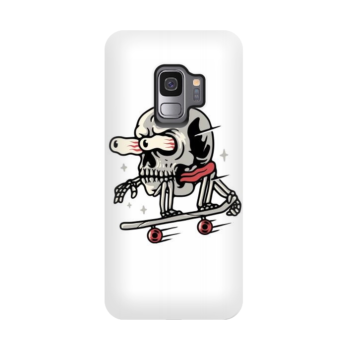 Galaxy S9 StrongFit Skull Skateboarding by Afif Quilimo