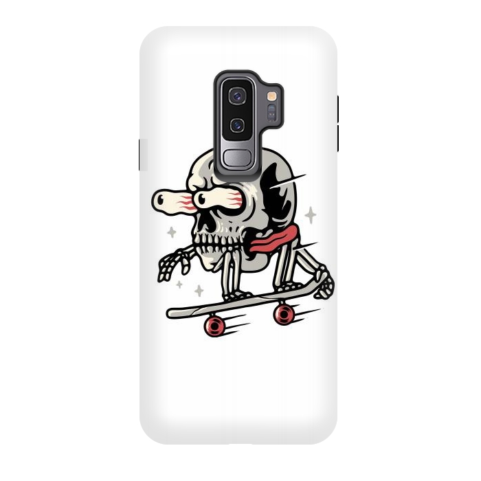 Galaxy S9 plus StrongFit Skull Skateboarding by Afif Quilimo