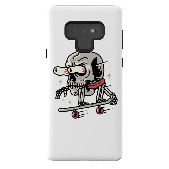 Galaxy Note 9 StrongFit Skull Skateboarding by Afif Quilimo