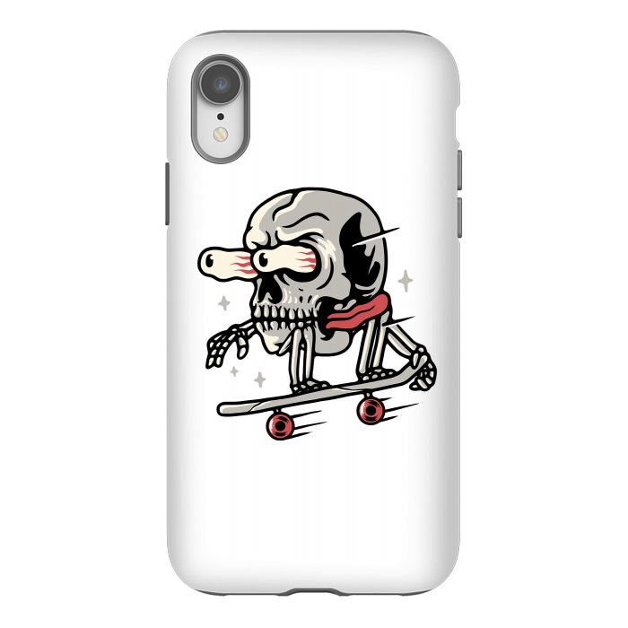 iPhone Xr StrongFit Skull Skateboarding by Afif Quilimo