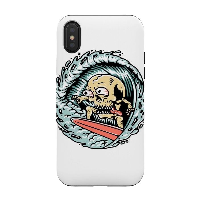 iPhone Xs / X StrongFit Skull Surfing by Afif Quilimo
