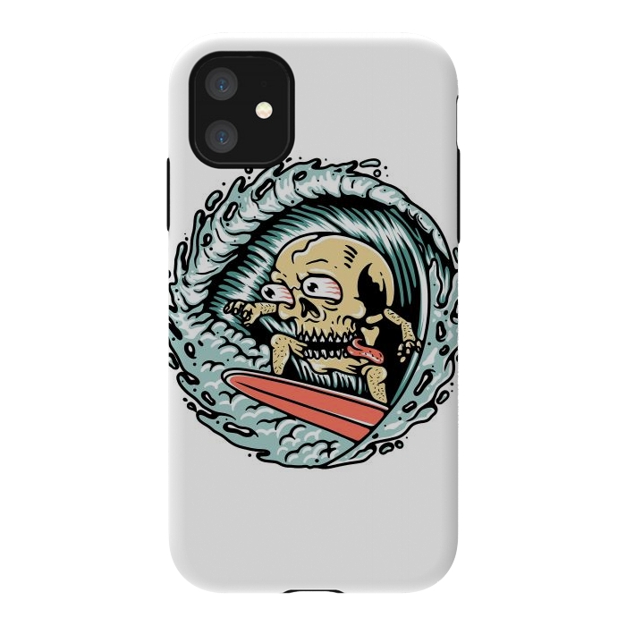 iPhone 11 StrongFit Skull Surfing by Afif Quilimo