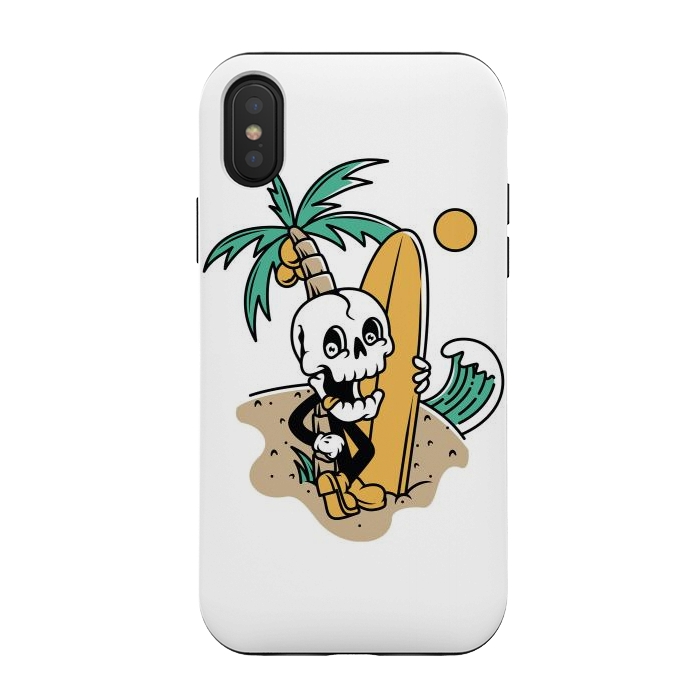 iPhone Xs / X StrongFit Skull Ready to Surf by Afif Quilimo