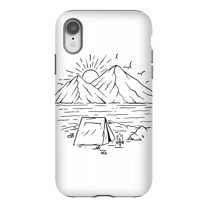 iPhone Xr StrongFit Camping Lake and Mountain by Afif Quilimo