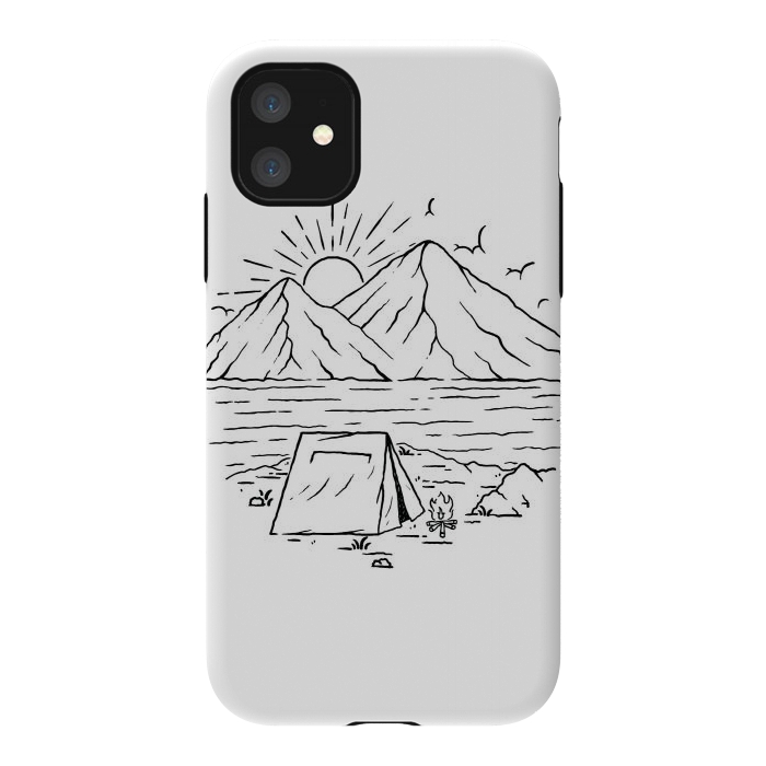 iPhone 11 StrongFit Camping Lake and Mountain by Afif Quilimo