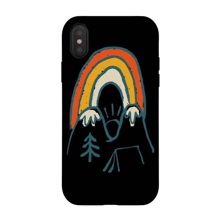 iPhone Xs / X StrongFit Mountain and Rainbow by Afif Quilimo