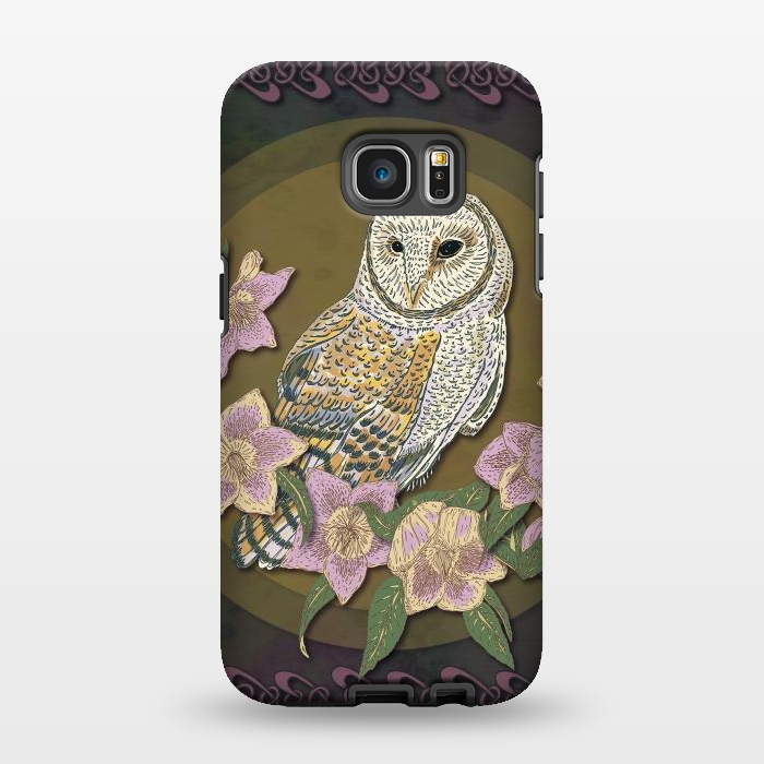 Galaxy S7 EDGE StrongFit Owl & Hellebore by Lotti Brown