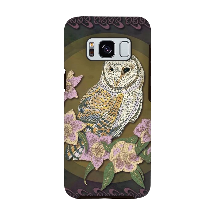 Galaxy S8 StrongFit Owl & Hellebore by Lotti Brown