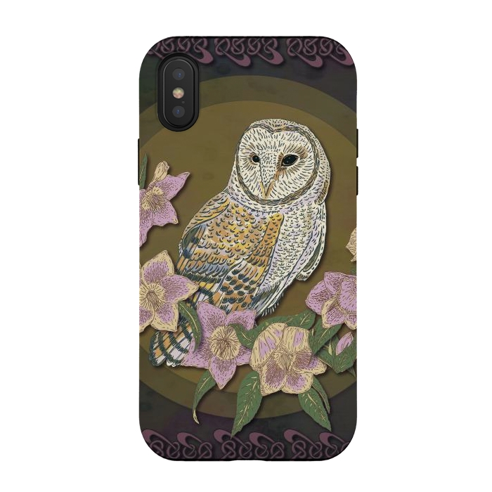 iPhone Xs / X StrongFit Owl & Hellebore by Lotti Brown