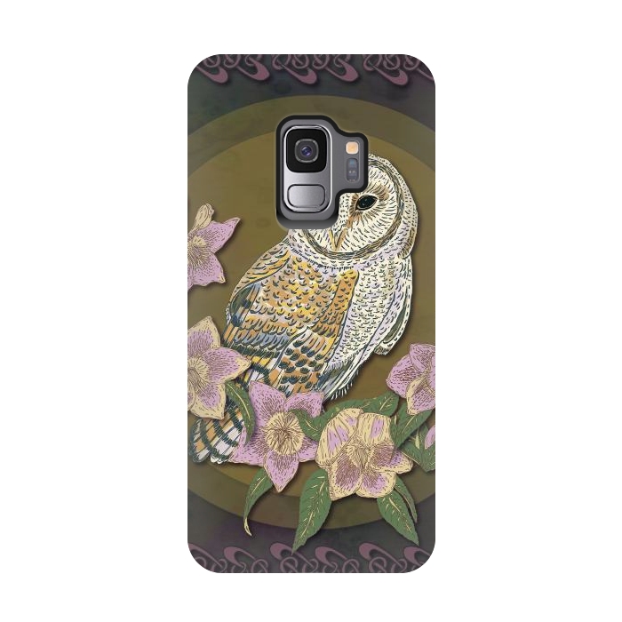 Galaxy S9 StrongFit Owl & Hellebore by Lotti Brown
