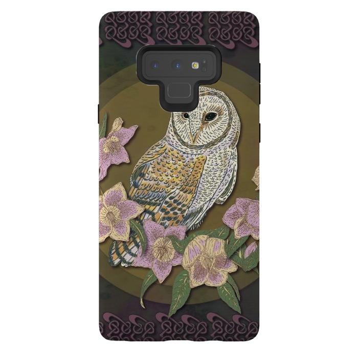 Galaxy Note 9 StrongFit Owl & Hellebore by Lotti Brown