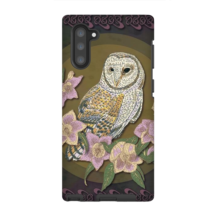 Galaxy Note 10 StrongFit Owl & Hellebore by Lotti Brown