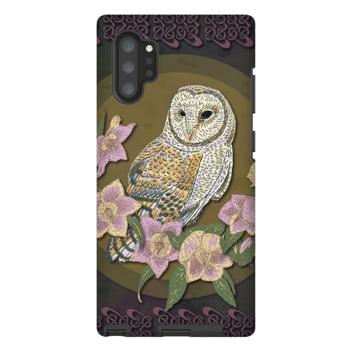 Galaxy Note 10 plus StrongFit Owl & Hellebore by Lotti Brown