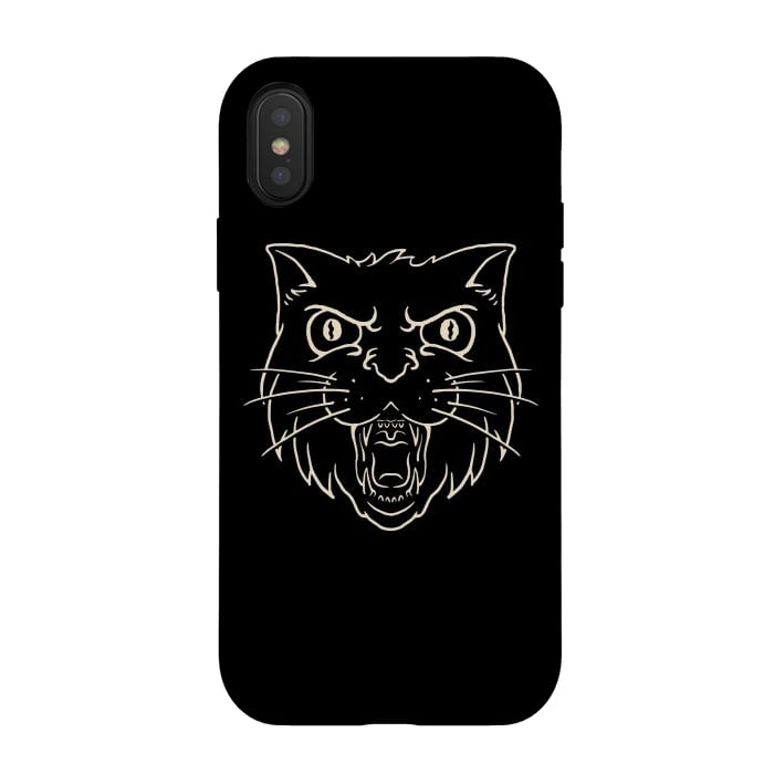 iPhone Xs / X StrongFit Angry Cat by Afif Quilimo