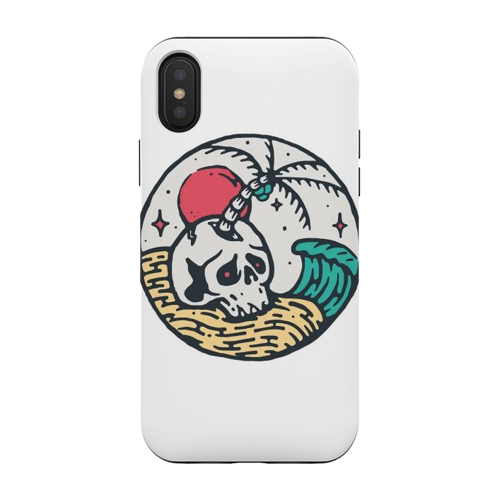 iPhone Xs / X StrongFit Skull and Beach by Afif Quilimo
