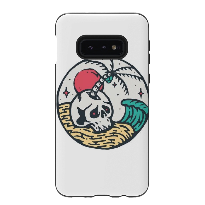 Galaxy S10e StrongFit Skull and Beach by Afif Quilimo