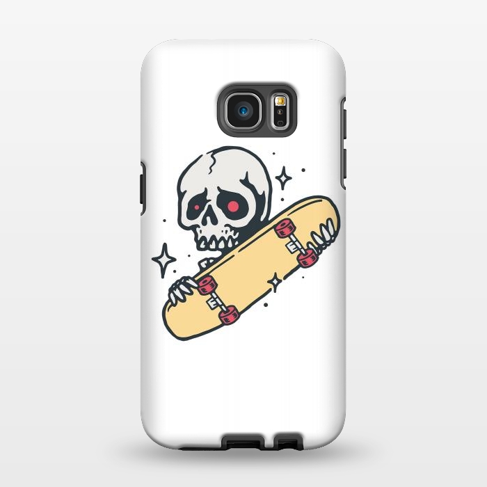 Galaxy S7 EDGE StrongFit Skull Love Skateboard by Afif Quilimo