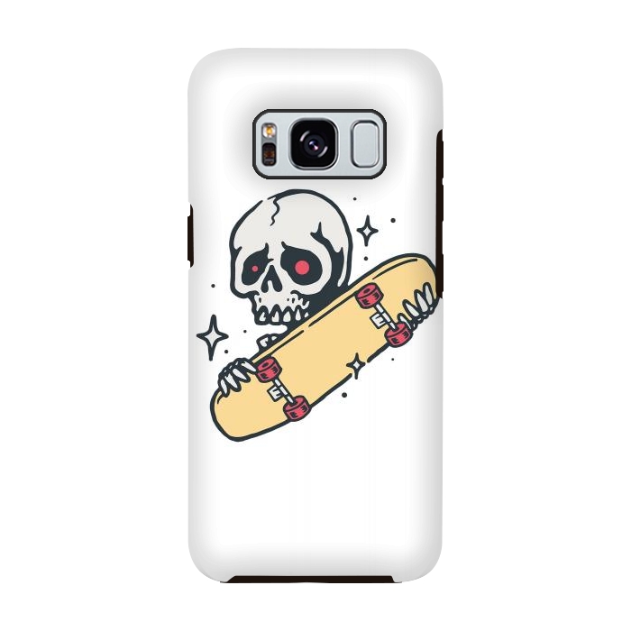 Galaxy S8 StrongFit Skull Love Skateboard by Afif Quilimo