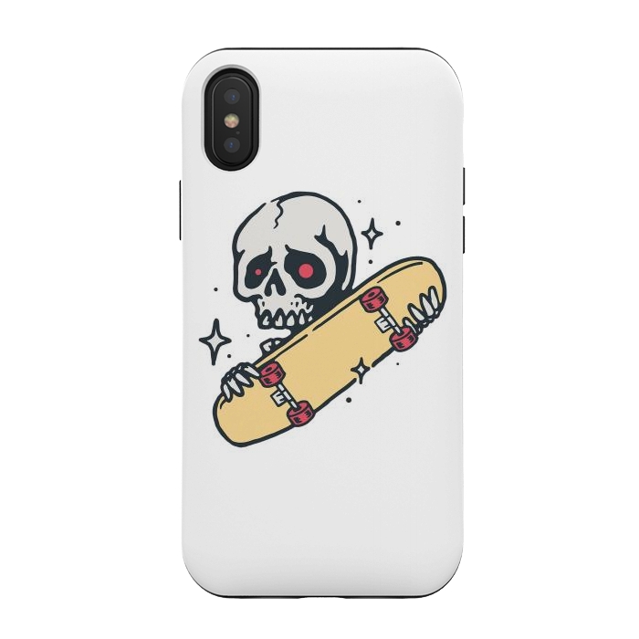 iPhone Xs / X StrongFit Skull Love Skateboard by Afif Quilimo