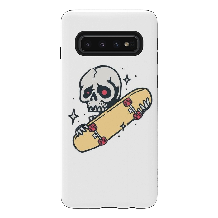 Galaxy S10 StrongFit Skull Love Skateboard by Afif Quilimo