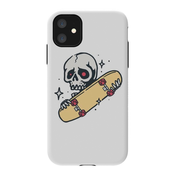 iPhone 11 StrongFit Skull Love Skateboard by Afif Quilimo
