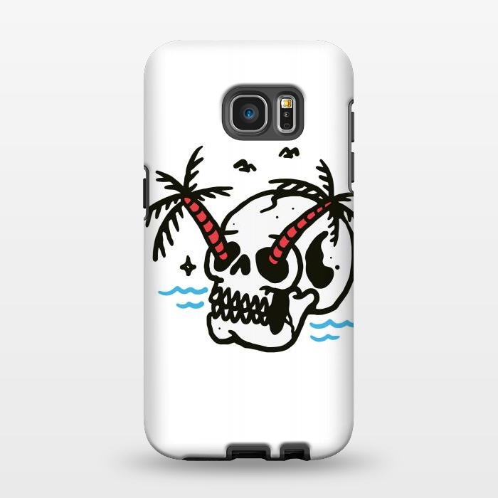 Galaxy S7 EDGE StrongFit Skull Coconut Trees by Afif Quilimo