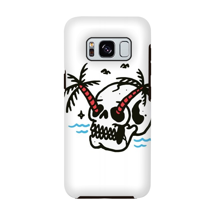 Galaxy S8 StrongFit Skull Coconut Trees by Afif Quilimo