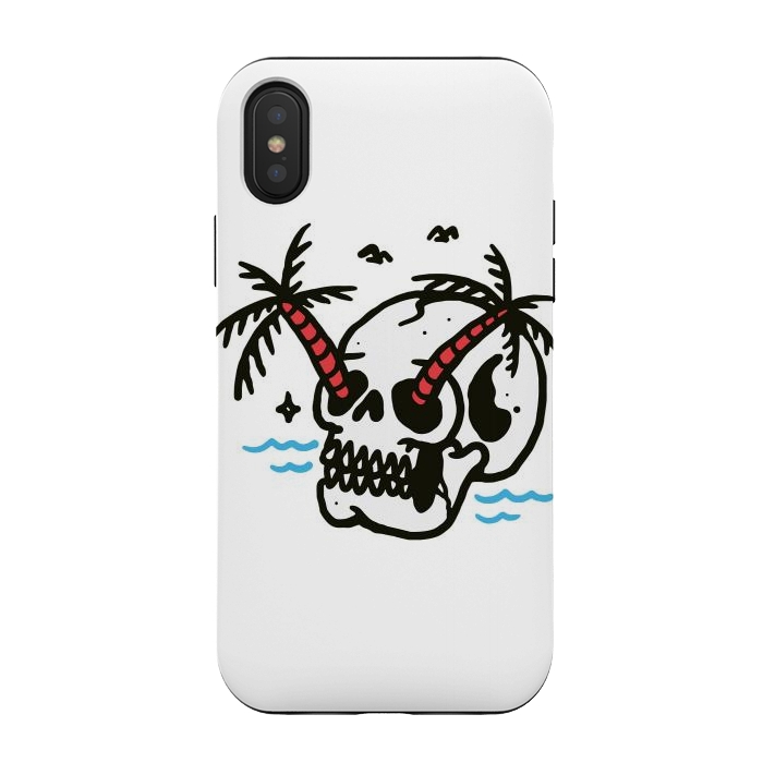 iPhone Xs / X StrongFit Skull Coconut Trees by Afif Quilimo