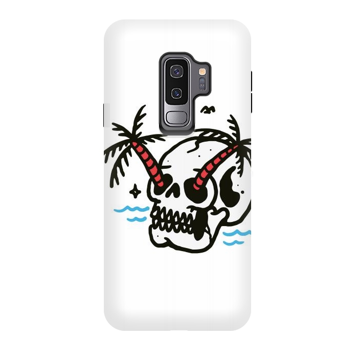 Galaxy S9 plus StrongFit Skull Coconut Trees by Afif Quilimo